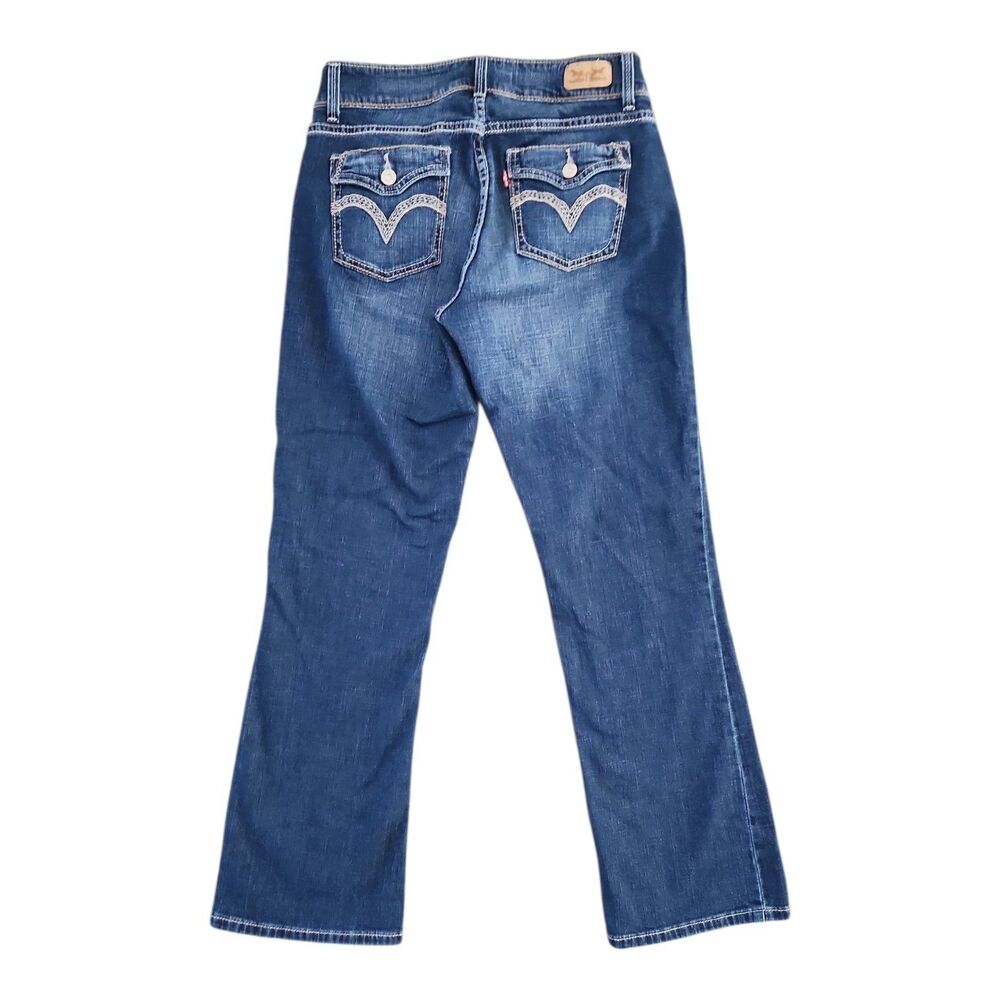 Levi’s 529 Curvy Bootcut Jeans Women’s 29x32 Dark Wash Stretch Embroidered Flaps